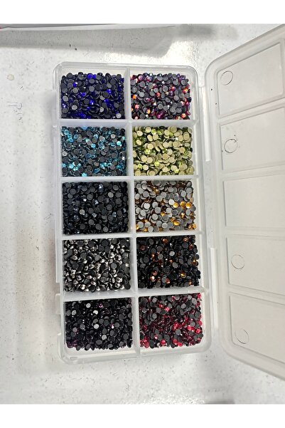 boncukcunuz Bedazzle 10 Compartment Glass Stone Embellishment Set B-6000 Adhesive with Stone Holding Pen and Tweezers
