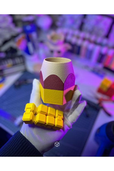 Kalemlik ve Stres Küpü ikili Set, Modern, Minimalist, Ev, Ofis ve Okul Masa Dekorasyonu, Hediyelik, Masaüstü Düzenleyici, 3D Print Baskı, 9cm