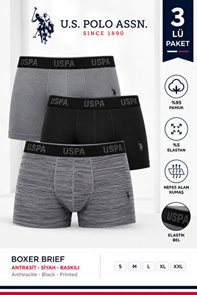 U.S. Polo Assn. ملابس داخلية رجالية، مرخصة من USPA، 95% قطن، 5% إيلاستين، خصر...
