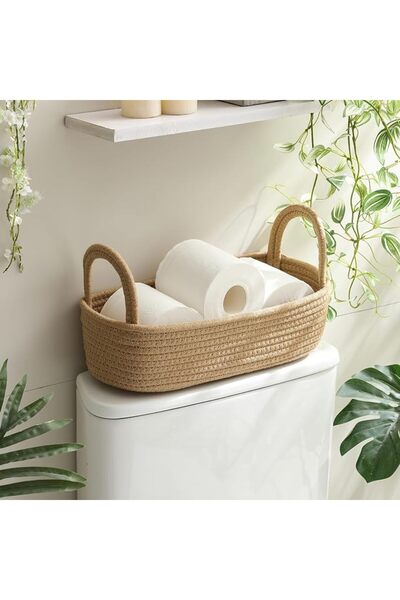 GENERAL Toilet Paper Basket for Back of Toilet Bathroom Organizer for Toilet ...