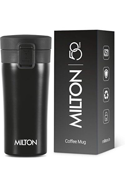GENERAL Milton Stainless Steel Copper Travel Mug with Lid, 350ml, Black, Vacu...