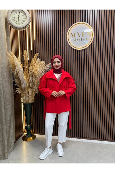 Fashionbox Viona Premium Waterproof Belted Oversize Trench Coat |   Red