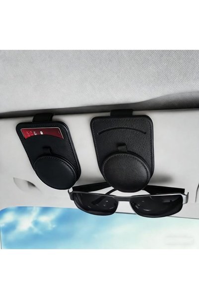 Aputue Car Sun Visor Sunglasses Clip, 1 PCS Black Universal Sunshade Glasses ...