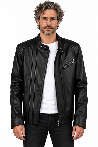 BUENO Black Leather Coat
