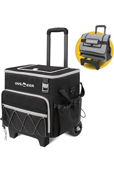 INSMEER 55 Cans/40L Collapsible Soft Cooler with Wheels, Leakproof Insulated ...
