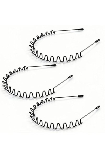 KELUBATU Metal Headband for Men, Adjustable Wavy Hair Band, Classic Wave 6 Pcs