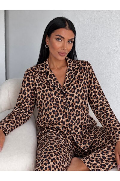 Pijamaya Set de pijamale cu mâneci lungi și nasturi, cu textură ultra moale -...