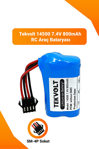 14500 7.4V 800mAh RC Oyuncak Bataryası SM-4P Soket (YENİ TARİHLİ)