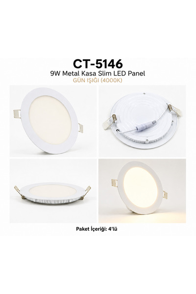 Cata CT-5146 9W Metal Kasa Slim LED Panel Gün isik 4 lü