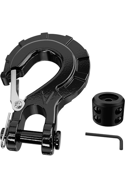 EXCEFORE Winch Hook 3/8" Grade 70 with Safety Latch, Forged Steel Winch Cable...