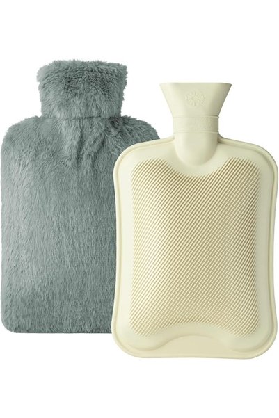 ALMEKAQUZ 2L Natural Rubber Hot Water Bottle with Cover, Leakproof Design for...
