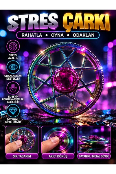 VEROXA Metal Stres Çarkı Fidget Spinner – Rulmanlı Sessiz Dönüş, Ergonomik Ta...