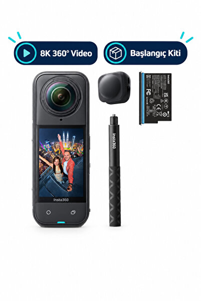 Başlangıç Paketi - Üçlü AI çipli 8K 360 derece aksiyon kamerası X5