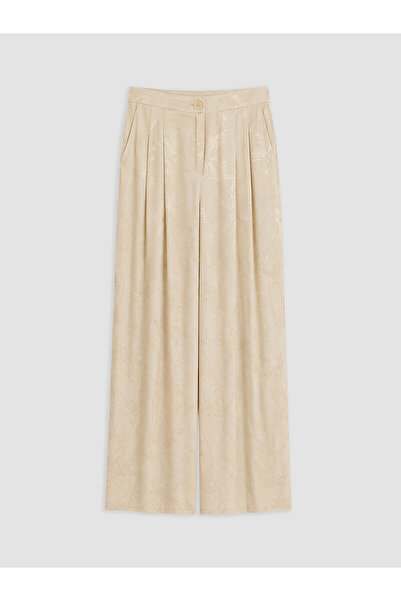 LC Waikiki Nevavm Lcw Vision Beige Patterned Standard & Regular Wide Leg Wome...