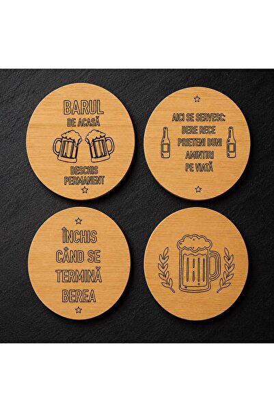 OEM Set de 4 suporturi de pahare din bambus