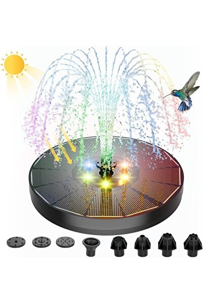 GENERAL Solar Powered Fountain 4W Bird Bath Fountains Pump Upgraded Glass Pan...
