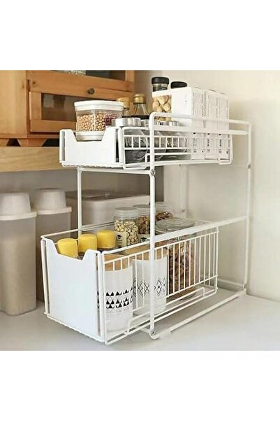 Generic 2-Tier Sliding Kitchen Pull-Out Cabinet Drawer Under-Sink Storage Bas...