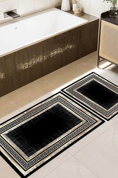 İkili Banyo Paspas Takımı Kaymaz Taban Yıkanabilir Süngerli Kalın 60x90 - 40x60 cm