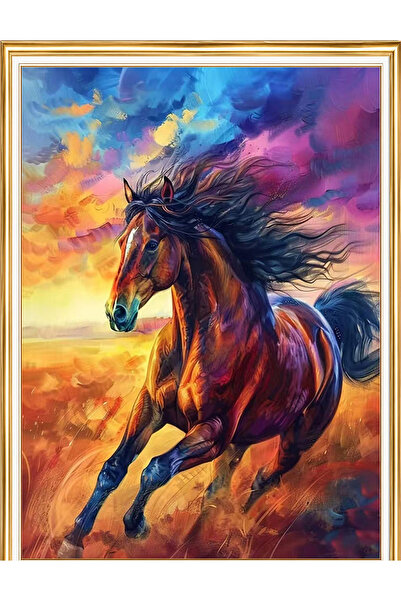 LİVA CRAFT Art & Craft مجموعة ألغاز الرسم الماسي، حصان يركض عند غروب الشمس 30...
