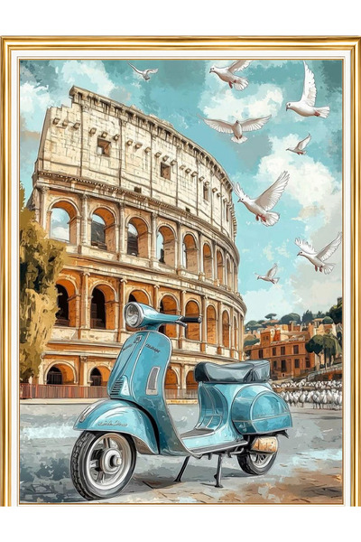 LİVA CRAFT Art & Craft مجموعة ألغاز الرسم الماسي، المدرج والفيسبا 30x40 سم فس...