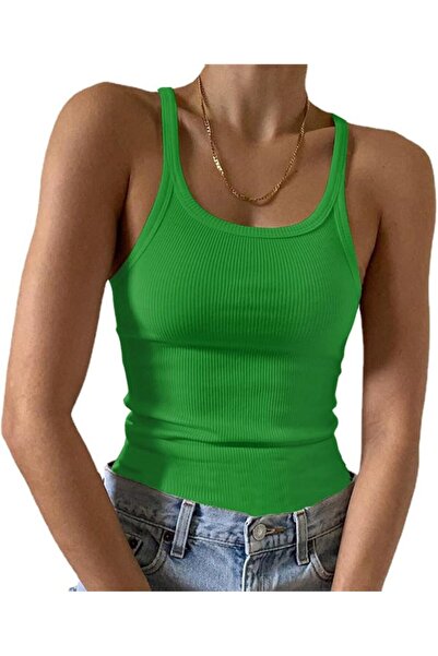 GENERAL Artfish Women's Sleeveless Tank Top Form Fitting Scoop Neck Ribbed Kn...