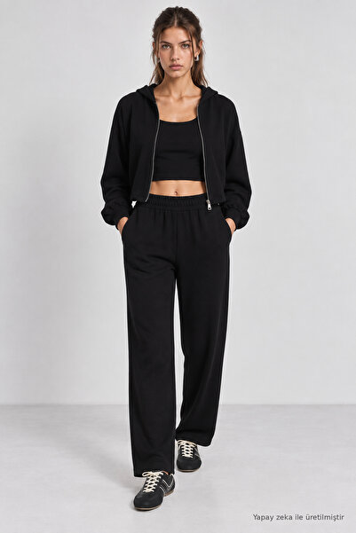 Lovelyİstanbul 3-Piece Modal Top and Bottom Set Lby0101 Black