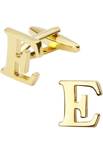 GENERAL Initial Gold Cufflinks for Men – Stainless Steel Monogram Letter Cuff...