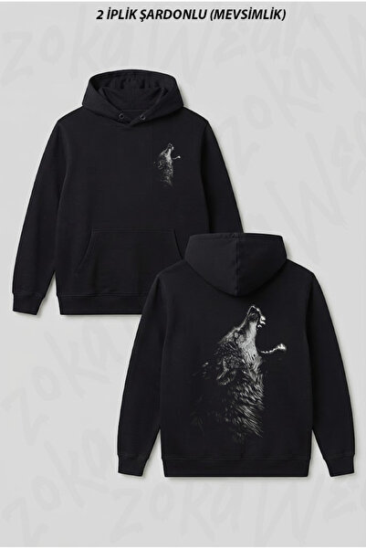 Turk Kurt Sırt Baskılı Kapşonlu Sweatshirt