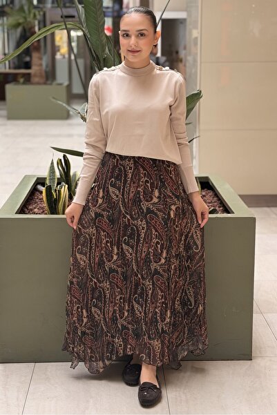 sentez giyim Sentez Shawl Pattern Skirt