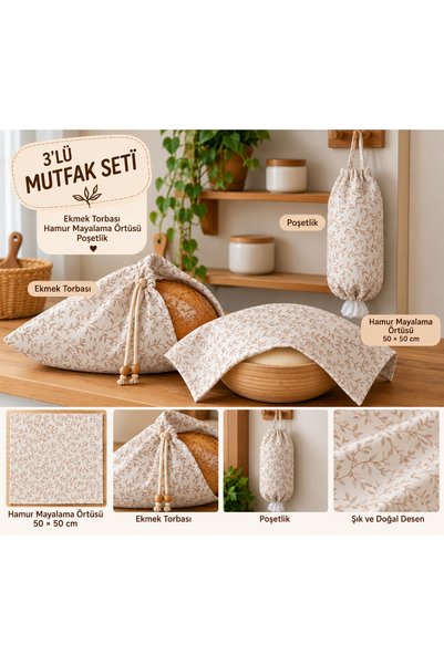 Hemdeucuz Ekmek ve Poşet Torbası 3 lü set