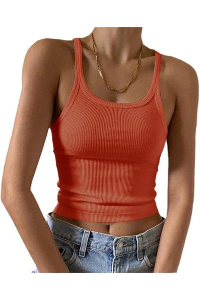 GENERAL Artfish Women's Sleeveless Tank Top Form Fitting Scoop Neck Ribbed Kn...
