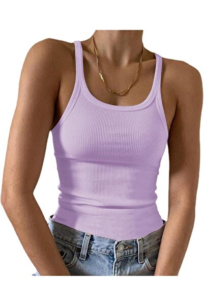 GENERAL Artfish Women's Sleeveless Tank Top Form Fitting Scoop Neck Ribbed Kn...