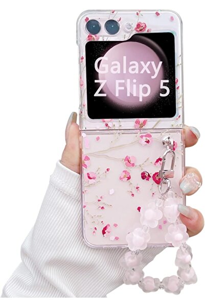 NALACAL For Galaxy Z Flip 5 Case with Strap, Cute Z Flip 5 Flower Phone Case ...