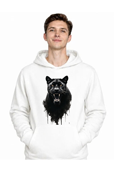 Beyaz Unisex pamuklu dtf baskılı Kapüşonlu Sweatshirt