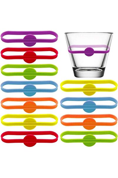 GENERAL Silicone Drinks Markers, 12 Pcs Beer Glass Cup Markers, Colorful Reus...