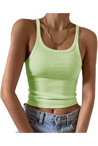 GENERAL Artfish Women's Sleeveless Tank Top Form Fitting Scoop Neck Ribbed Kn...
