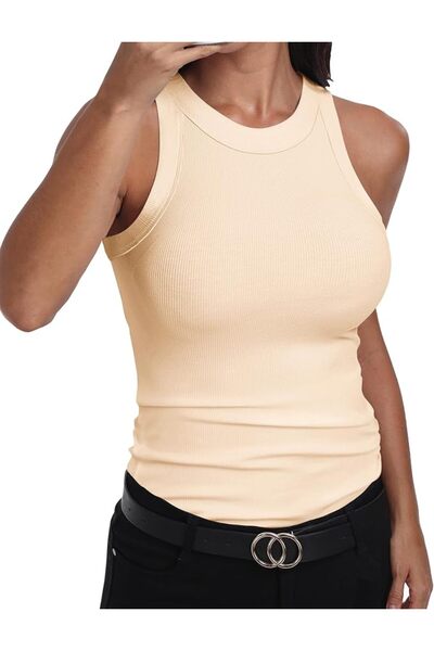 GENERAL GEMBERA Womens Sleeveless Racerback High Neck Casual Basic Cotton Rib...