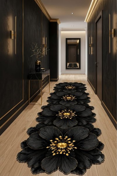 LovisaHome Krem Modern Geometrik Yıkanabilir Dijital Baskı Dekoratif Halı