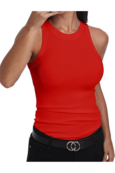 GENERAL GEMBERA Womens Sleeveless Racerback High Neck Casual Basic Cotton Rib...