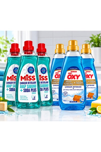Miss Soda ve arap sabunu etkili 3 adet 3 adet oxy çamaşır deterjanı