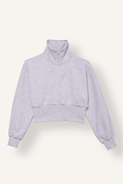DeFacto Zippered High Collar Crop Basic Cardigan for Girls I8810A826Wn