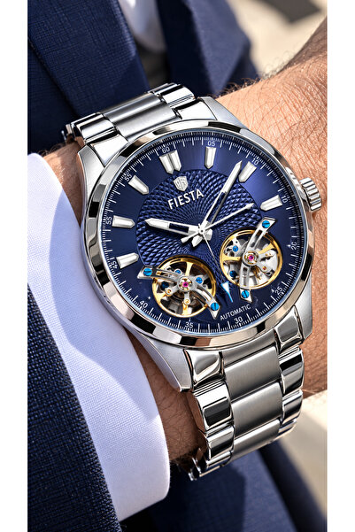 Fiesta Navy Blue 5 Atm, Automatic (Without Battery), Steel Case-Strap, in Sty...