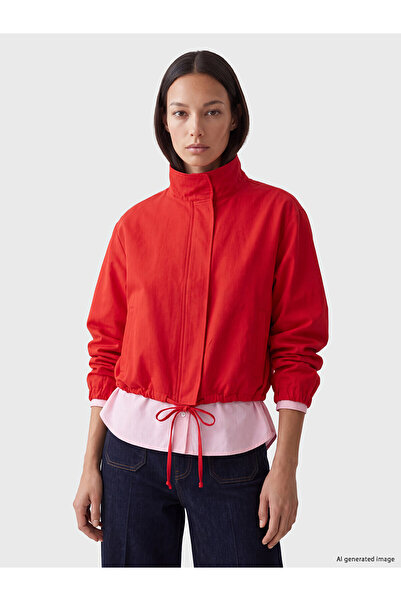 LC Waikiki Nevavm Lcw Everyday Red Stand Collar Oversize Women's Coat with a ...