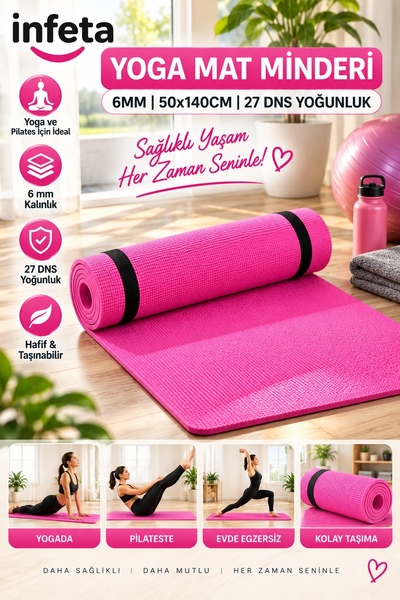 İnfeta 6 mm 50x140 cm prostirka za pilates i jogu 27 DNS neklizajuća prostirk...