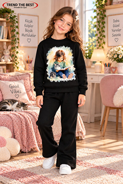 TREND THE BEST Trendin En İyisi Winter, Spring, and Autumn Girls' Black Spani...