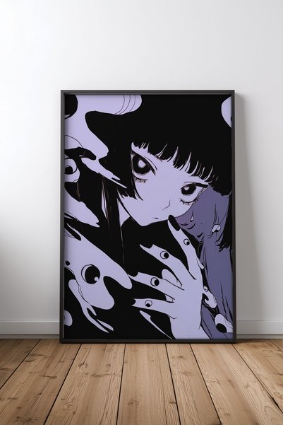 Mercher Club Anime Kız Eyes Çerçeveli Tablo Poster Genç Odası Duvar Dekoru He...