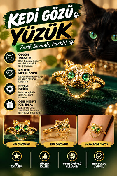 FG KONNİCHİWA Kedi Yüzük Ve Bir Çok Kedicik Model Renk Sevimli Kedi Figürlü A...