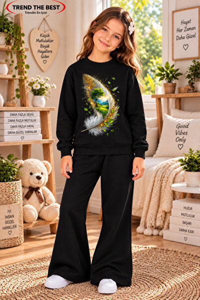 TREND THE BEST Trendin En İyisi Winter, Spring, and Autumn Girls' Black Spani...