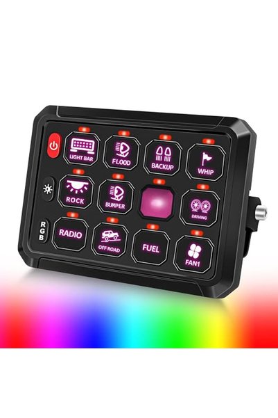 GENERAL لوحة مفاتيح تشيلهيد بـ 12 زر للشاحنات، لوحة مفاتيح LED RGB مقاومة للم...