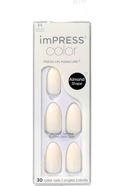 Impress KISS No Glue Mani Press On Nails, Color, 'Ballroom', White, Medium Si...